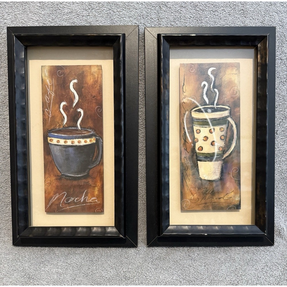 Set of 2 Coffee Wall Art Cafe Latte Mocha Frappe Pictures 15"x 8.5" Coffee Bar
